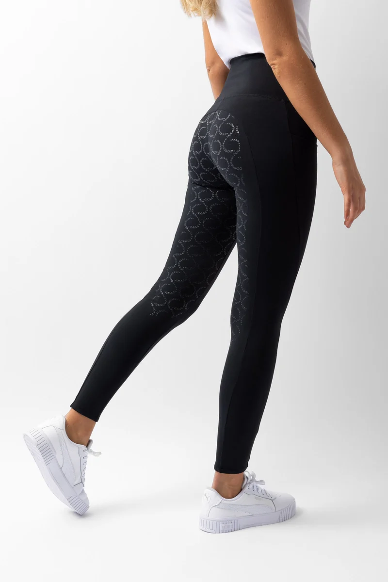Gillian Leggings d'équitation de compression fond intégral silicone, femme Noir 32