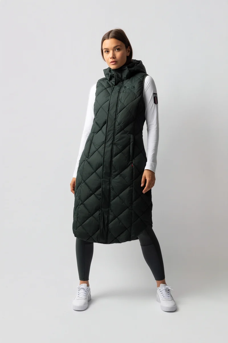 Gem Longue Doudoune d'équitation sans manches rembourrée Scarab green 34