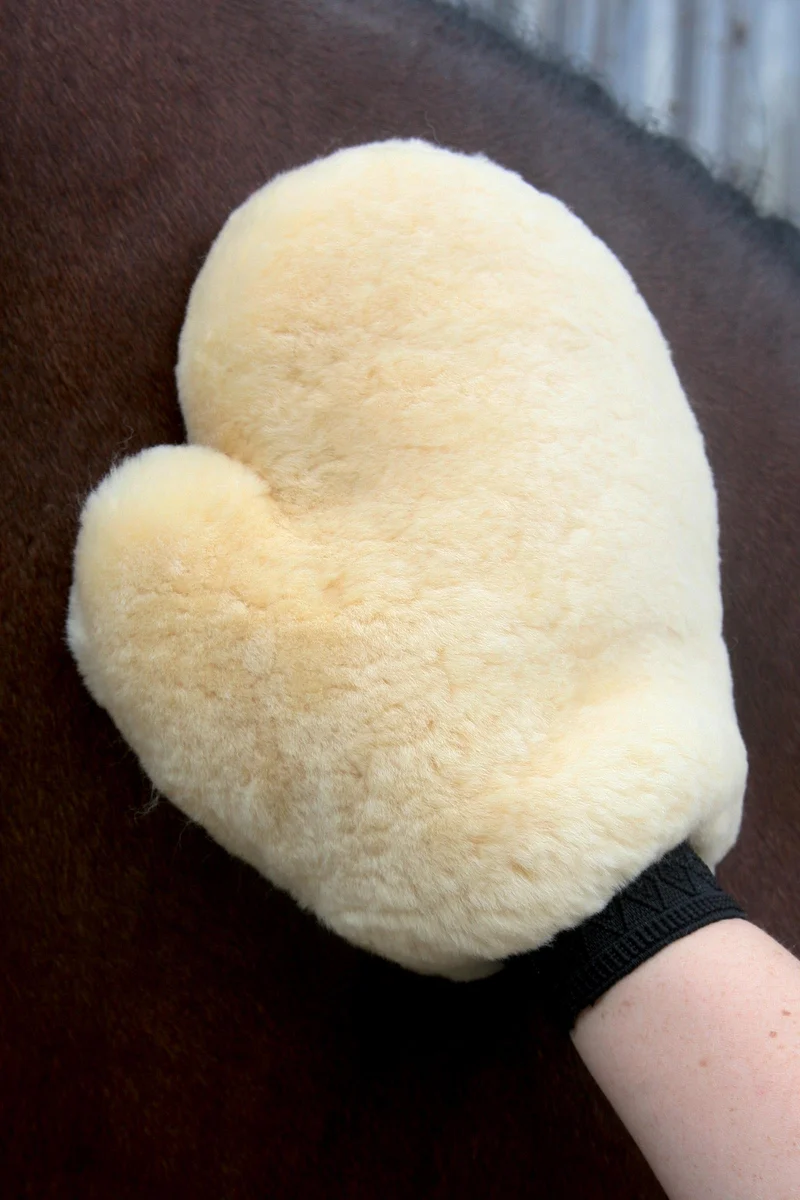 gant de pansage en véritable peau d’agneau Nature Taille unique