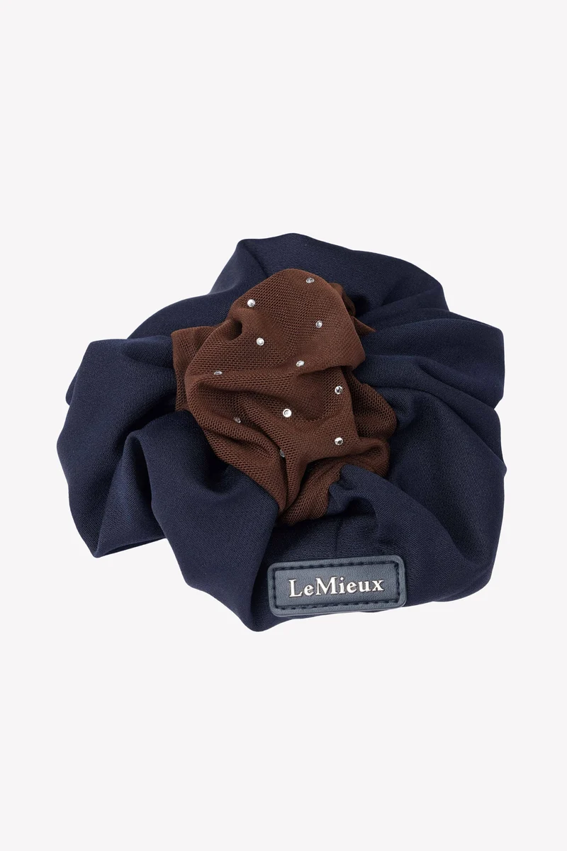 chouchou avec filet à cheveux orné de cristaux Navy/Brown Taille unique