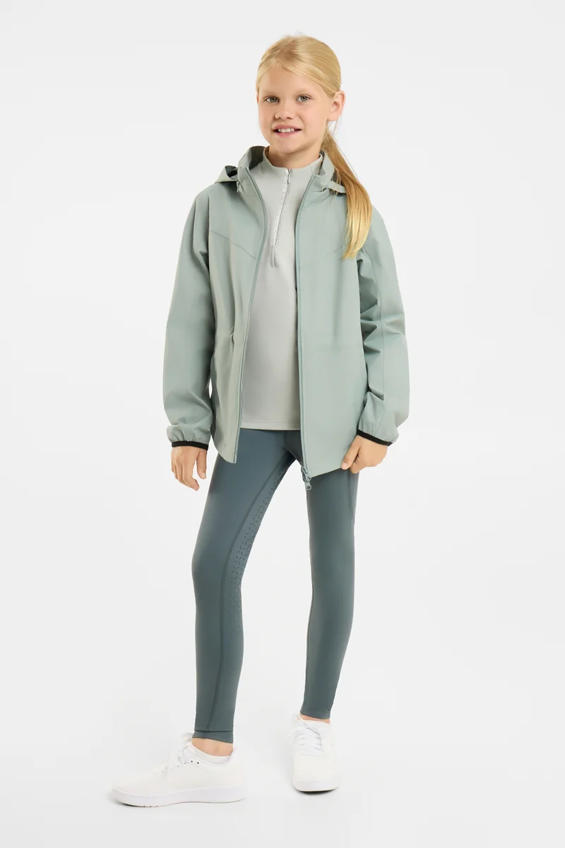 Young Rider Fiora veste imperméable avec capuche escamotable Green milieu 134-140