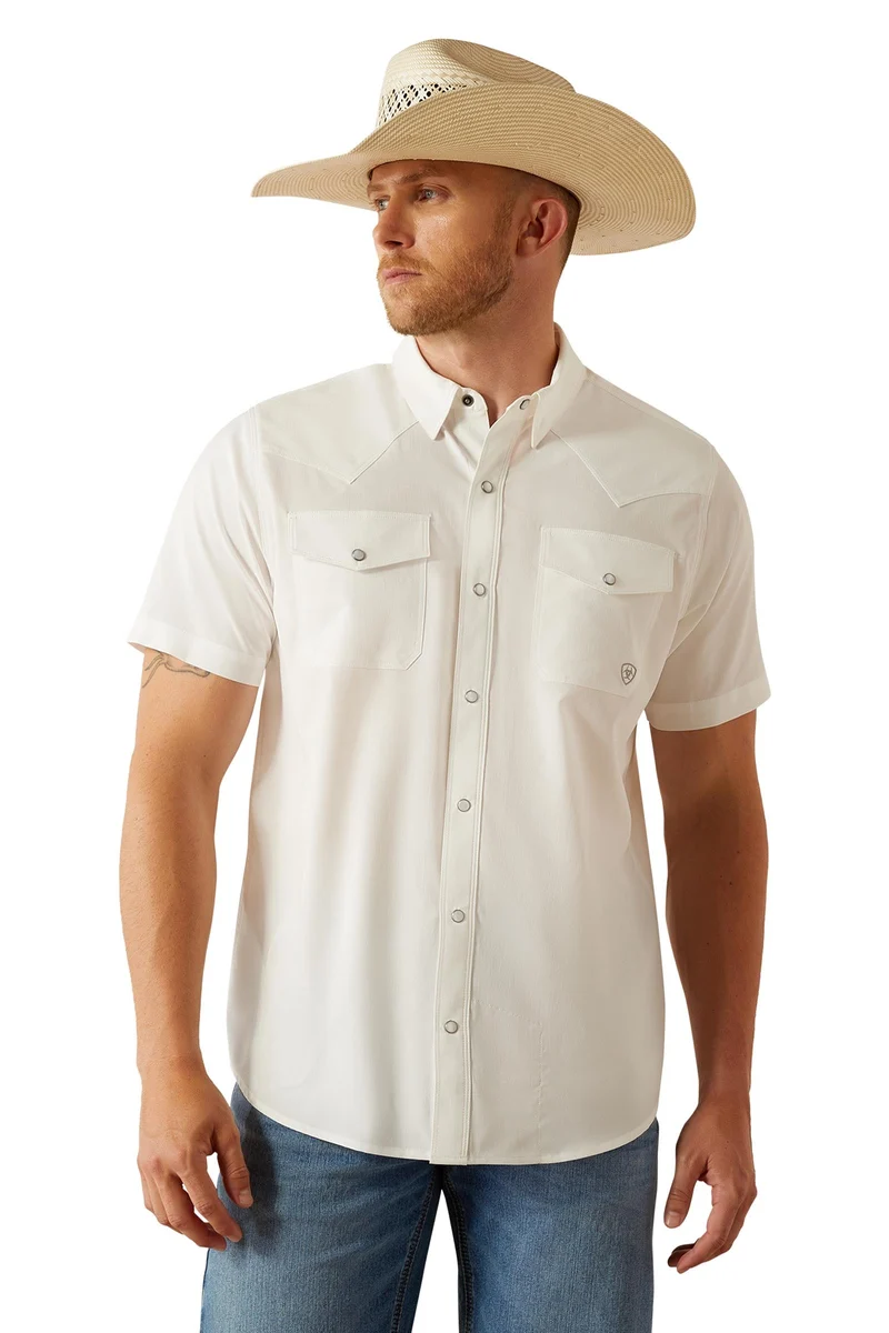 Homme VentTEK chemise western coupe ajustée White L