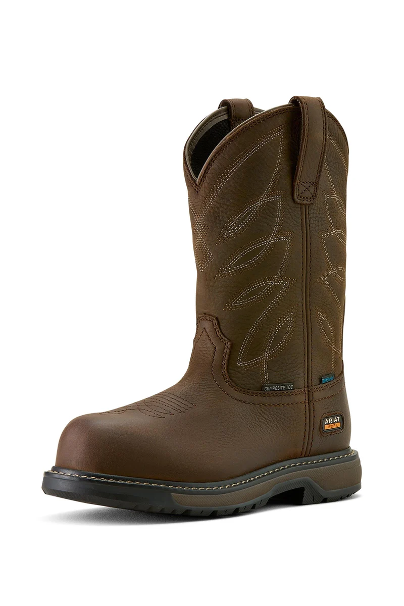 Riveter Pull-On Bottes de travail imperméables pull-on femme avec embout composite Dark Brown 41