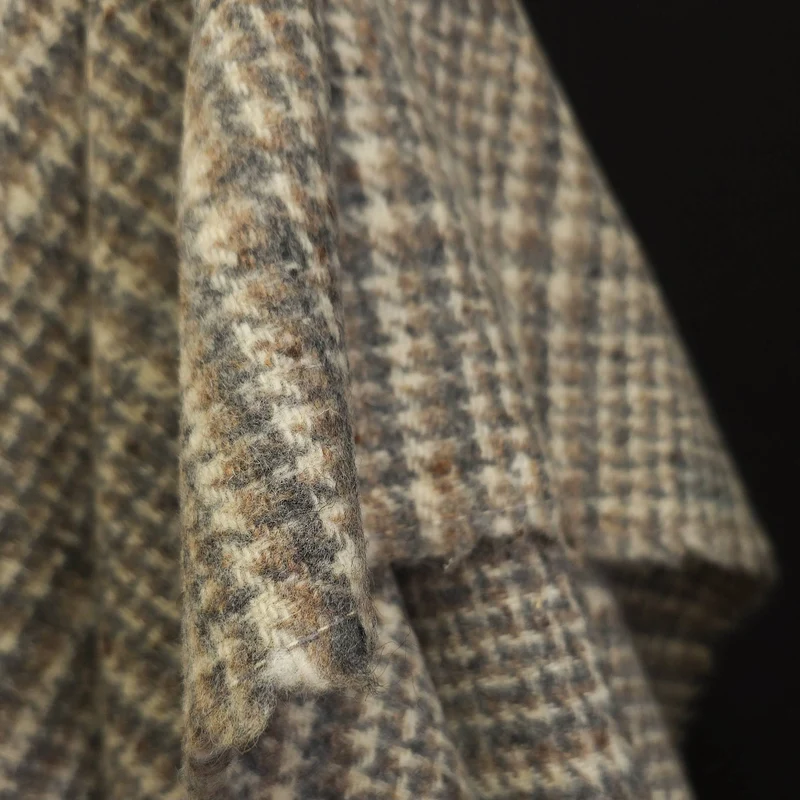Laine | Tissé Teint | Grands Carreaux Crème, Gris et Naturel