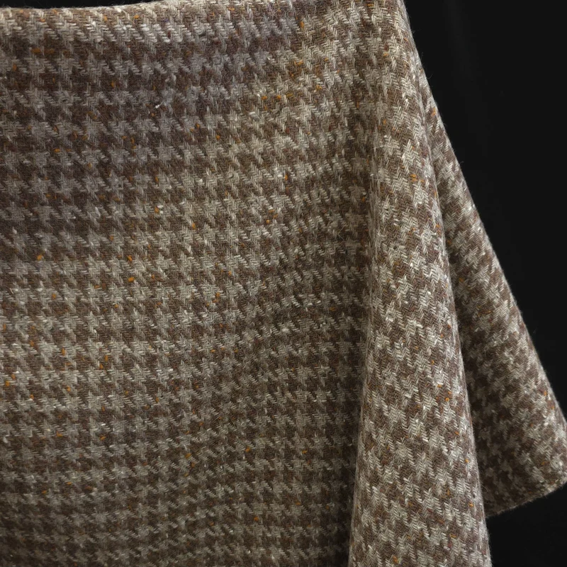 Mélange de laine | Tissé Teint | Pied-de-Coq | Brun