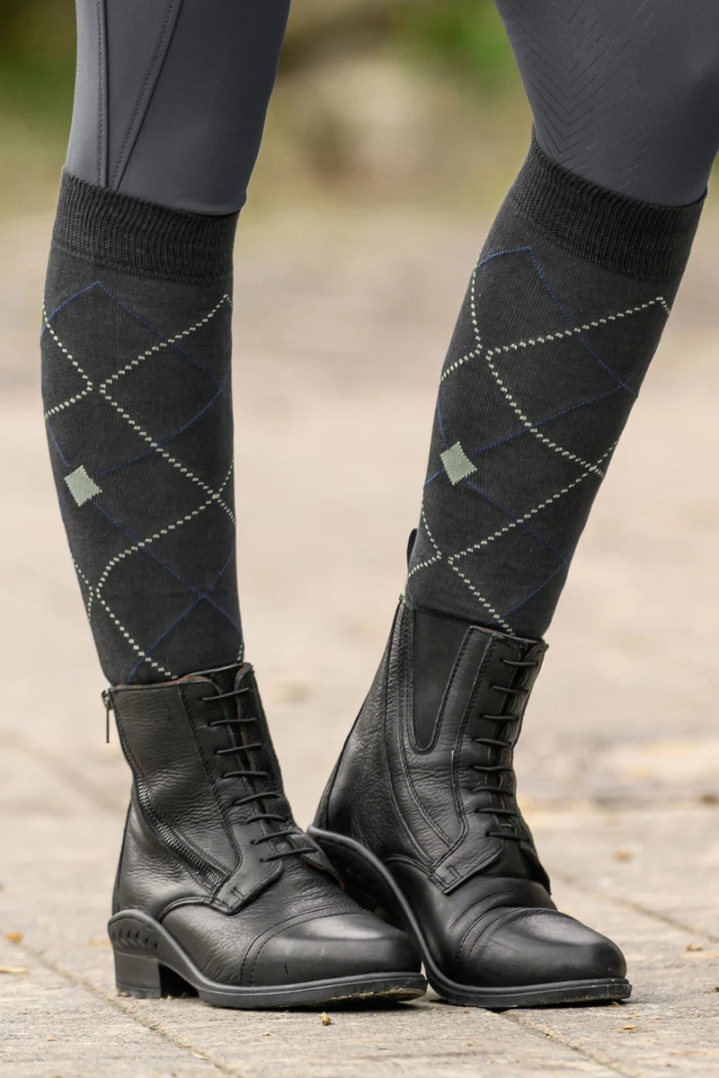 Argyle chaussettes d’équitation respirantes Asphalt 35-38