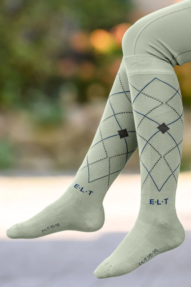 Argyle chaussettes d’équitation respirantes Sage 35-38