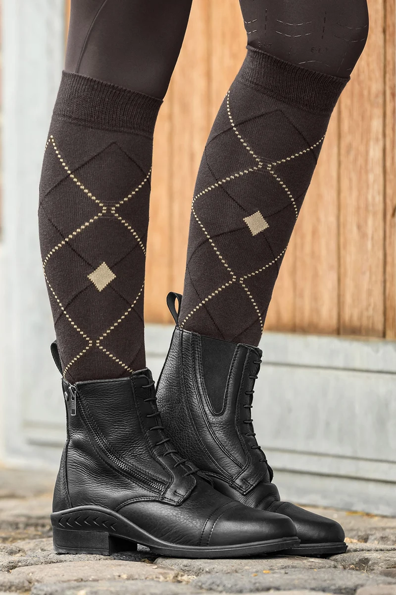 Argyle chaussettes d’équitation respirantes Espresso 43-46