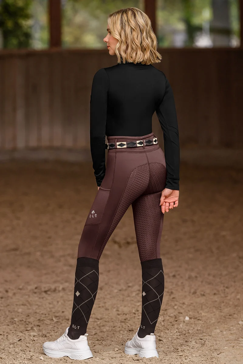 Ella Women's leggings d’équitation fond intégral Mahogany 48