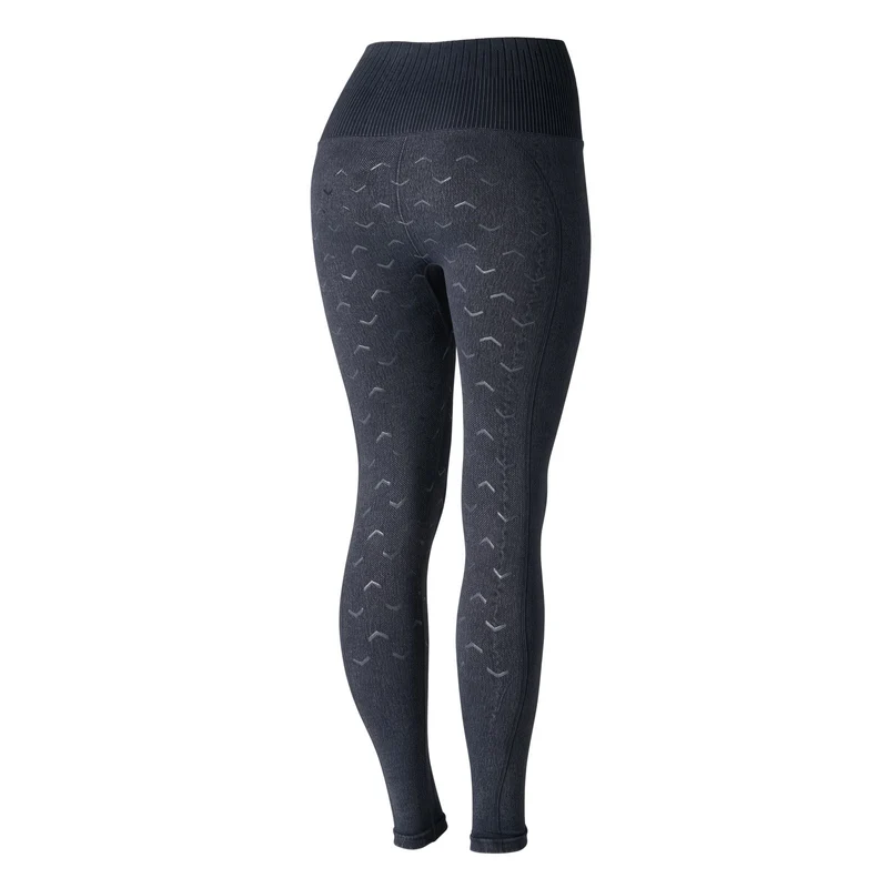 Leggings d'équitation sans couture fond intégral silicone Vanessa, femme Denim Blue XS/S