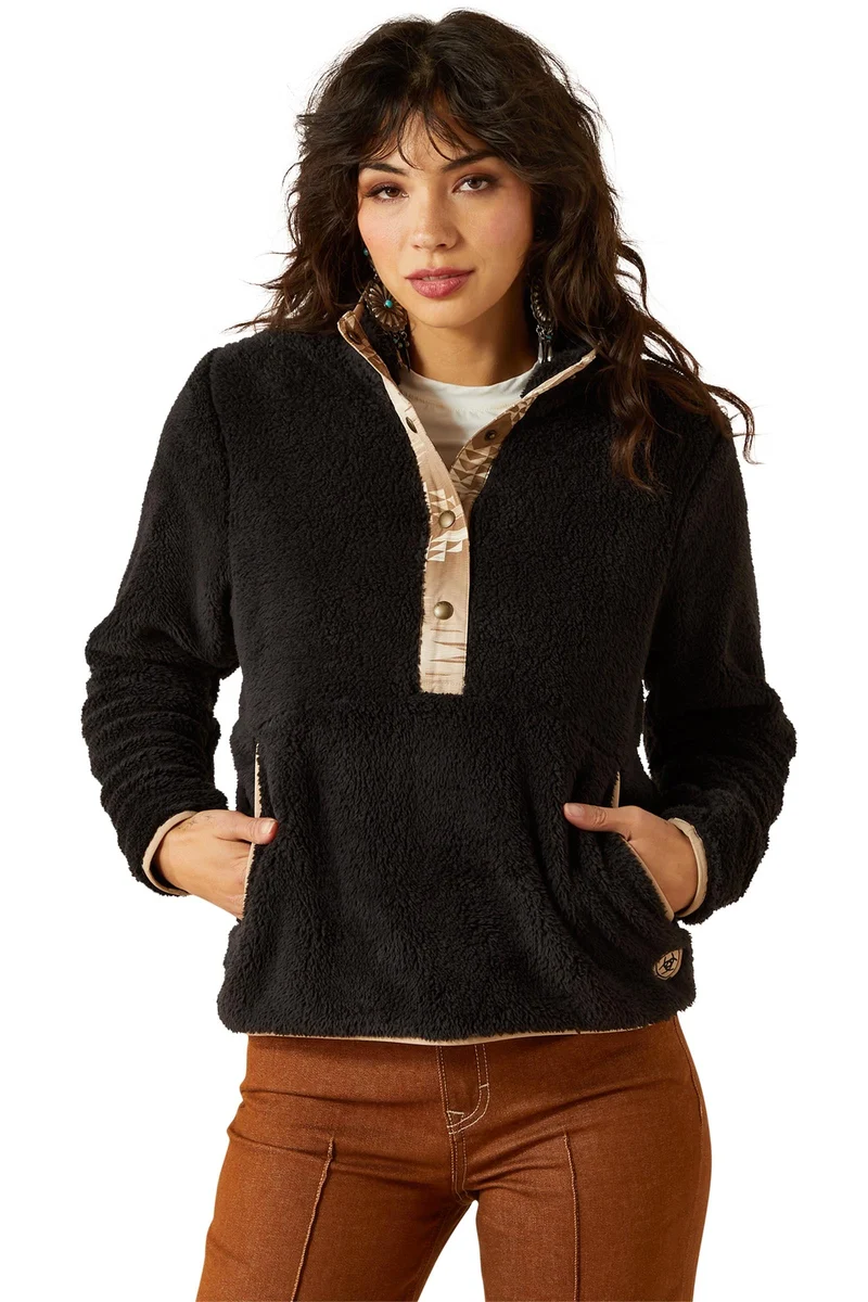 Berber Snap Pull femme avec patte 1/2 à boutons-pression Black S