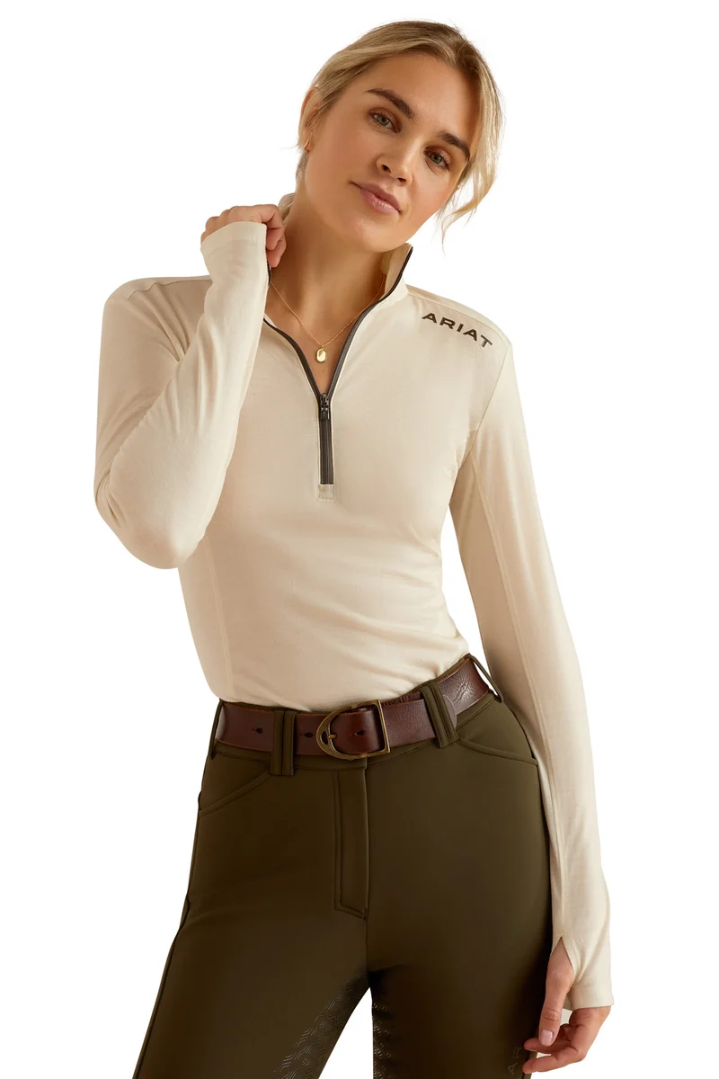 Cheviot Haut technique femme à 1/4 zip Summer Sand S