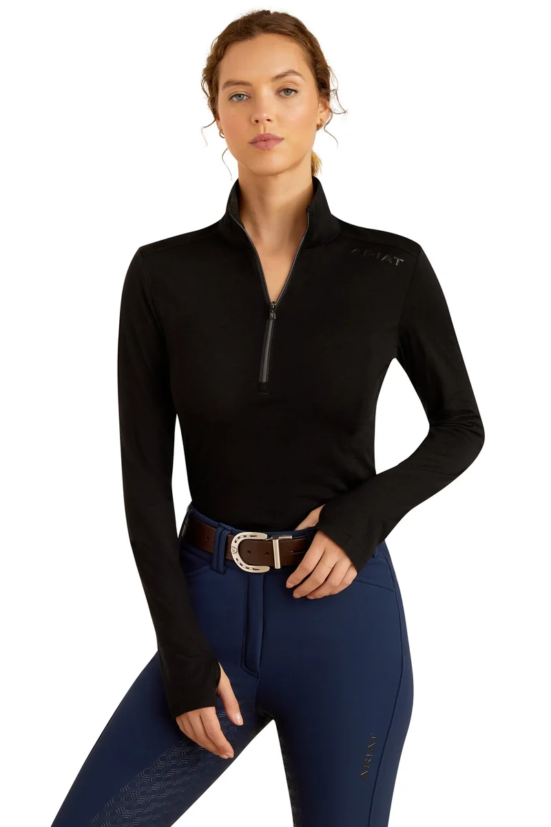Cheviot Haut technique femme à 1/4 zip Black L