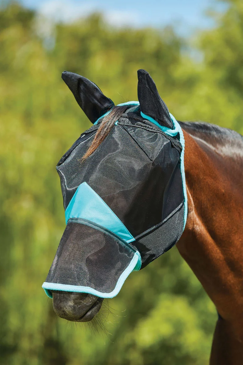 Masque Comfitec Deluxe en tissu mesh / maille respirante fine avec protections pour les oreilles et le nez BL/VECT SHP