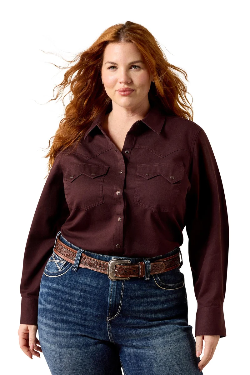 Femme Chemise western Earthbound à boutons-pression Chocolate Plum S
