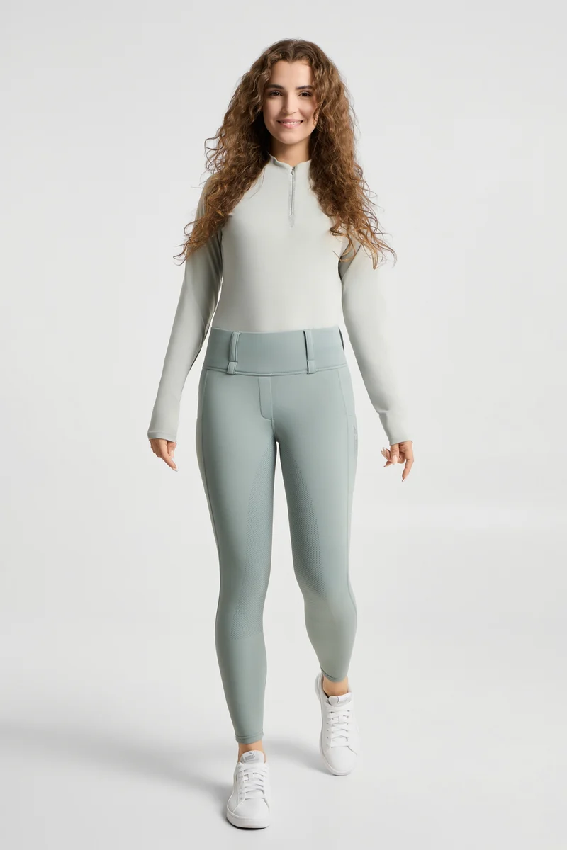 Anya pantalon d’équitation thermo hybride femme full grip Green milieu 38