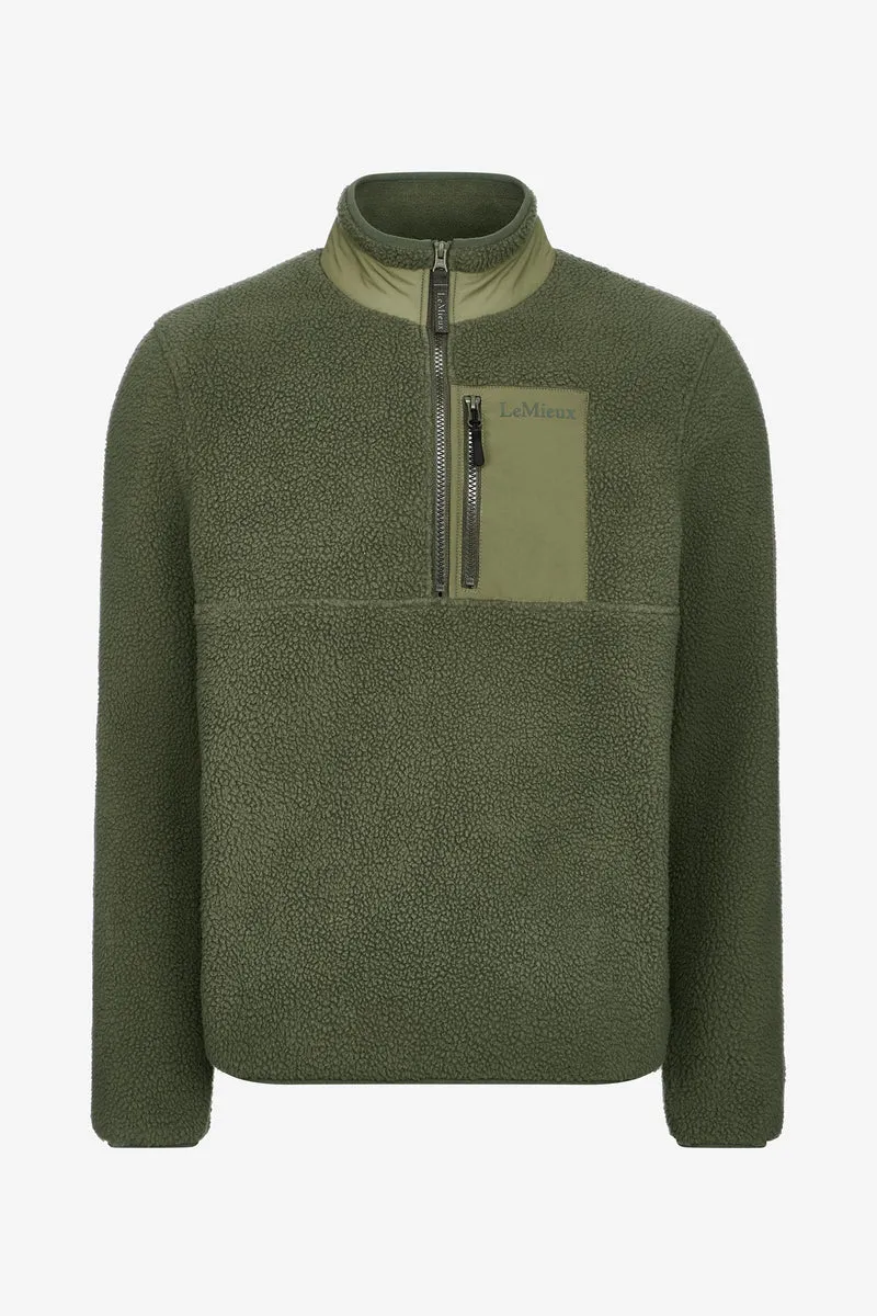 Borg sweat homme demi-zip Olive XL