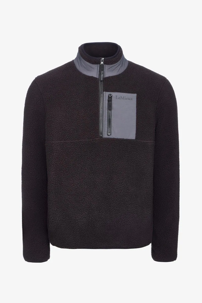 Borg sweat homme demi-zip Black M