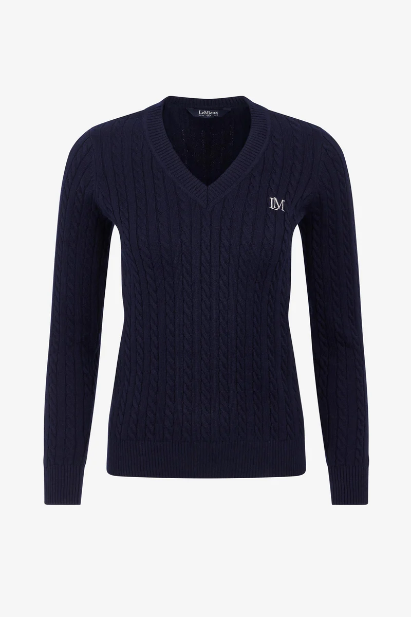Cora Pull en maille femme col V Navy 40