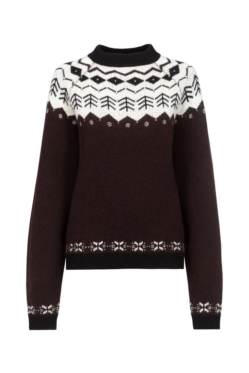 CAVALDENA Pull femme à col rond Café Noir 32