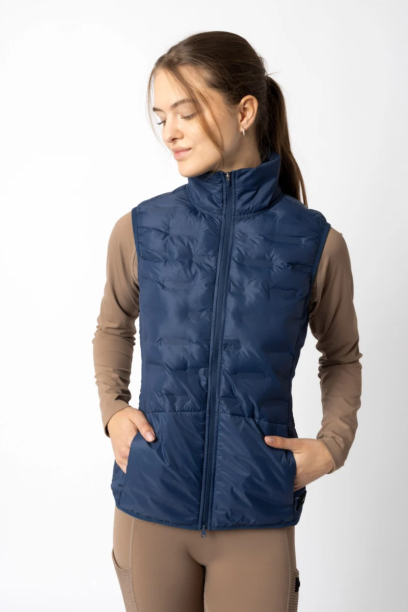 Doudoune d'équitation sans manches fonctionnel garnissage léger Adela, femme Insignia Blue 42
