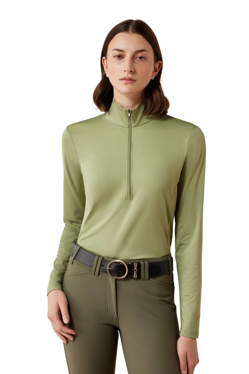 Femme Haut technique Lunaveil à 1/2 zip Oil Green M