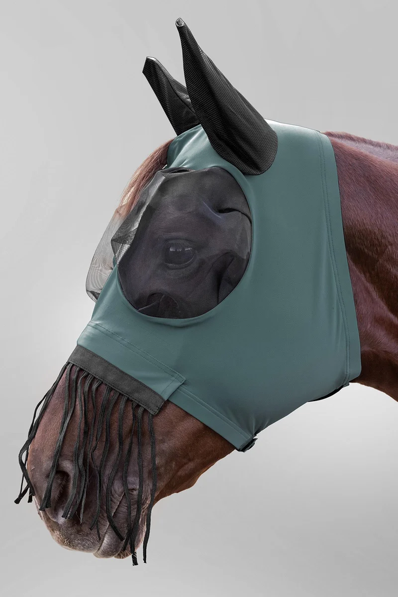 Puck masque anti-mouches avec zip, franges de nez et protection UV Pine Green C