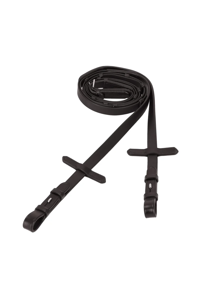 Schockemöhle arrêts de rênes en caoutchouc souple dark brown/silver F