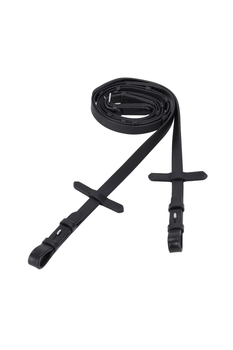 Schockemöhle arrêts de rênes en caoutchouc souple black/silver F