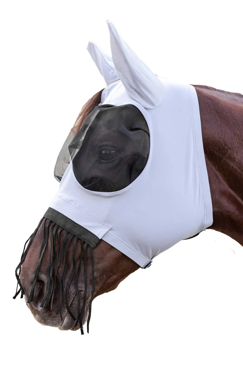 Puck masque anti-mouches avec zip, franges de nez et protection UV Silver Grey P