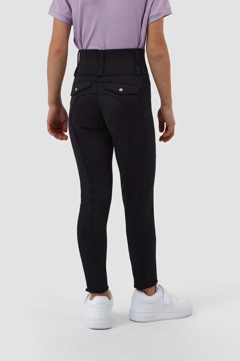 Collant d'équitation Young Rider Anya Hybrid Fullgrip Black 134-140