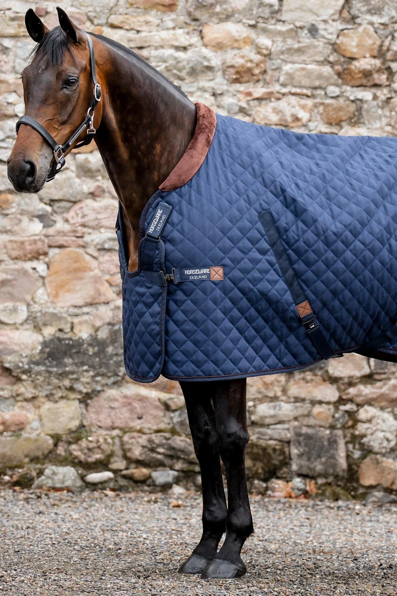 Signature couverture d’écurie, 200 g Navy/Brown & Silver 140