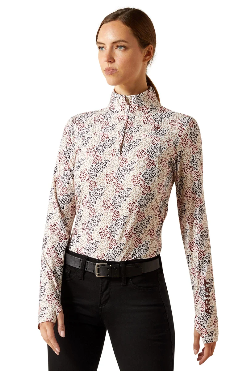 Sous-vêtement technique Lowell 3.0 pour femme avec col zippé 1/4 Leafy Print L