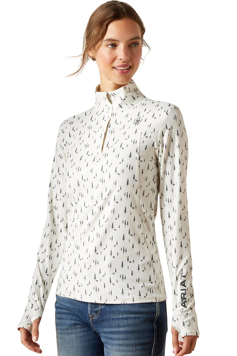 Sous-vêtement technique Lowell 3.0 pour femme avec col zippé 1/4 Forest Horses M