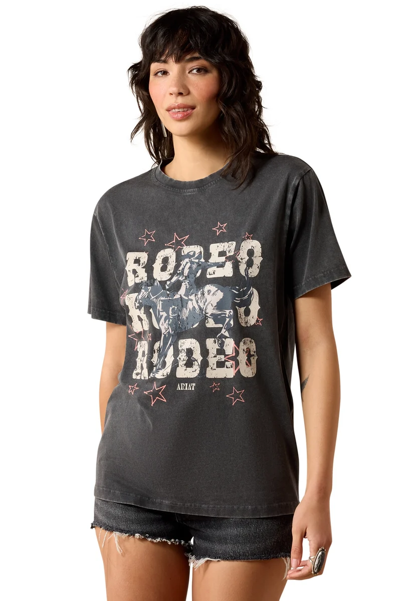 Rodeo T-shirt pour femme Charcoal Mineral Wash XL