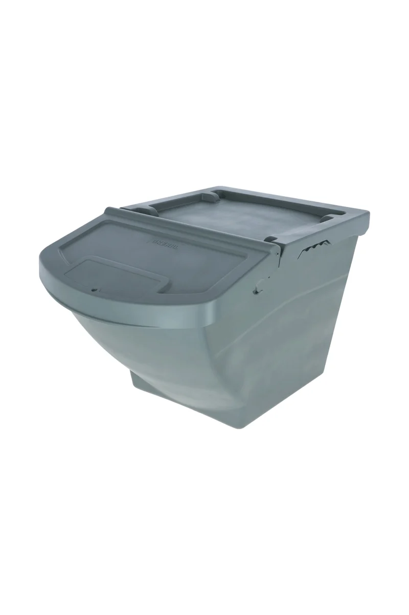 Bac à aliments empilable avec couvercle, 60 l Grey Taille unique